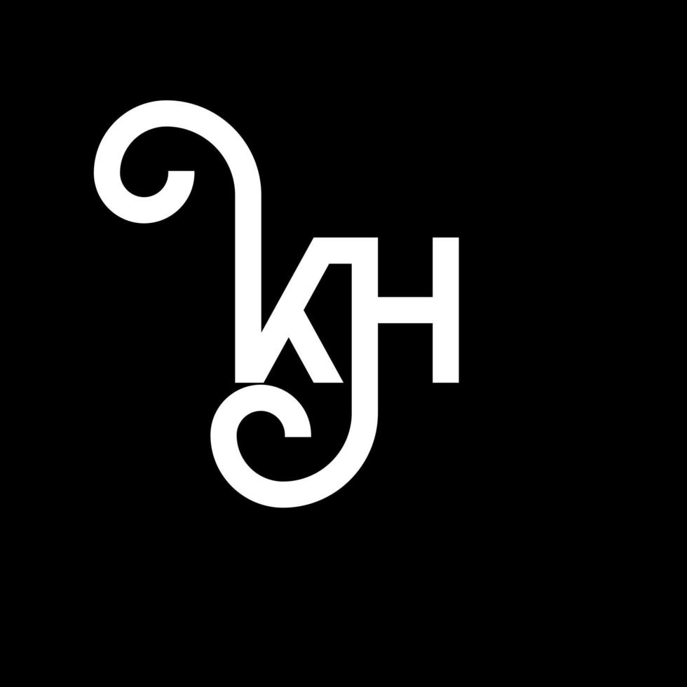 KH letter logo design on black background. KH creative initials letter logo concept. kh letter design. KH white letter design on black background. K H, k h logo vector