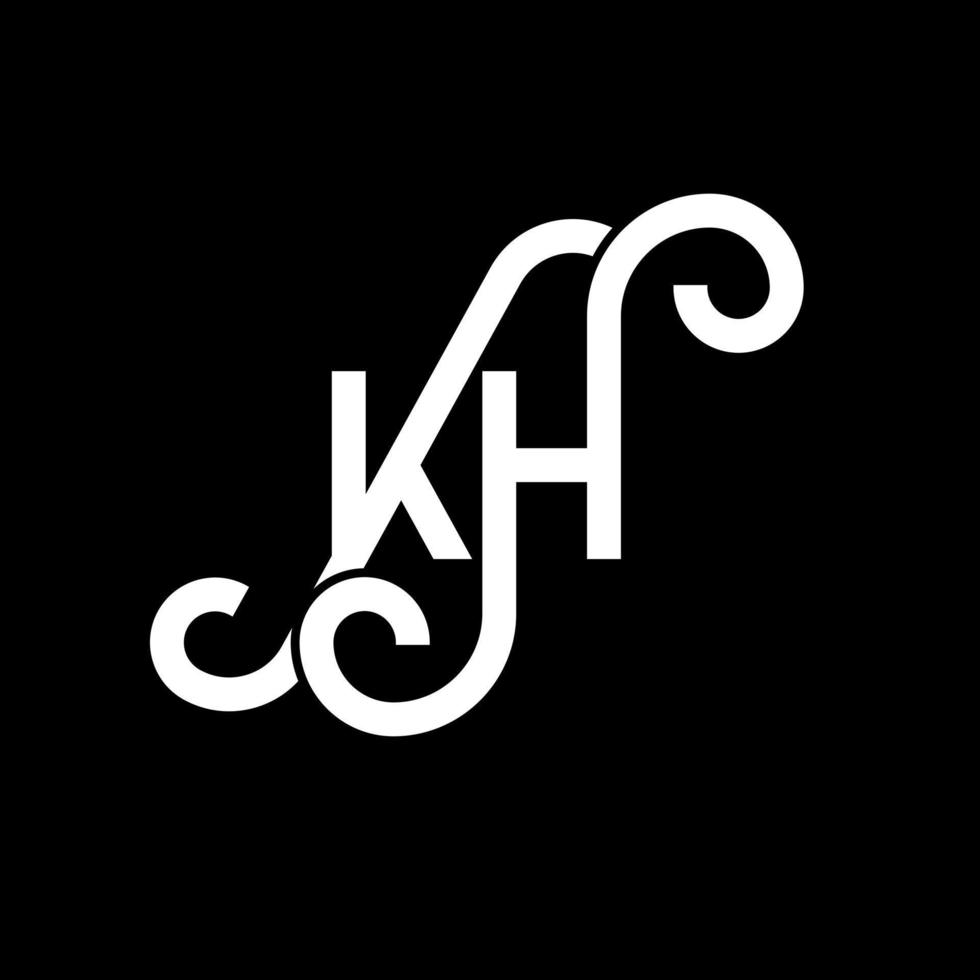 KH letter logo design on black background. KH creative initials letter logo concept. kh letter design. KH white letter design on black background. K H, k h logo vector