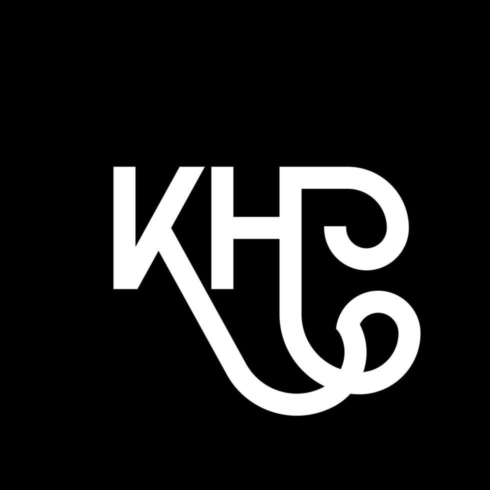 KH letter logo design on black background. KH creative initials letter logo concept. kh letter design. KH white letter design on black background. K H, k h logo vector