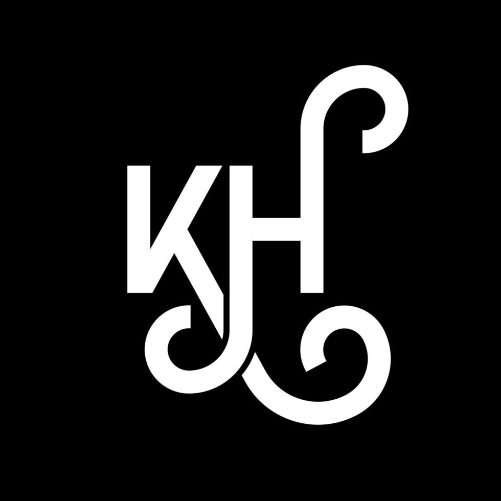 KH letter logo design on black background. KH creative initials letter logo concept. kh letter design. KH white letter design on black background. K H, k h logo vector