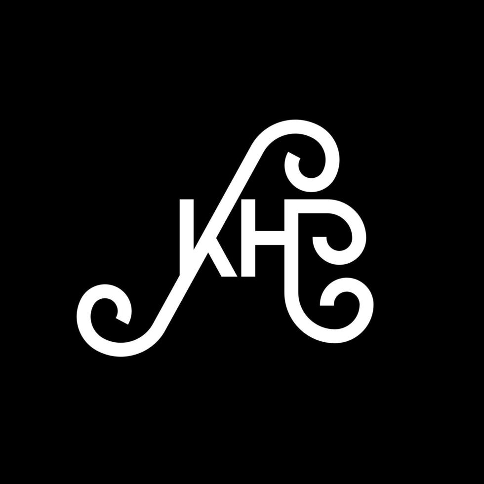 KH letter logo design on black background. KH creative initials letter logo concept. kh letter design. KH white letter design on black background. K H, k h logo vector