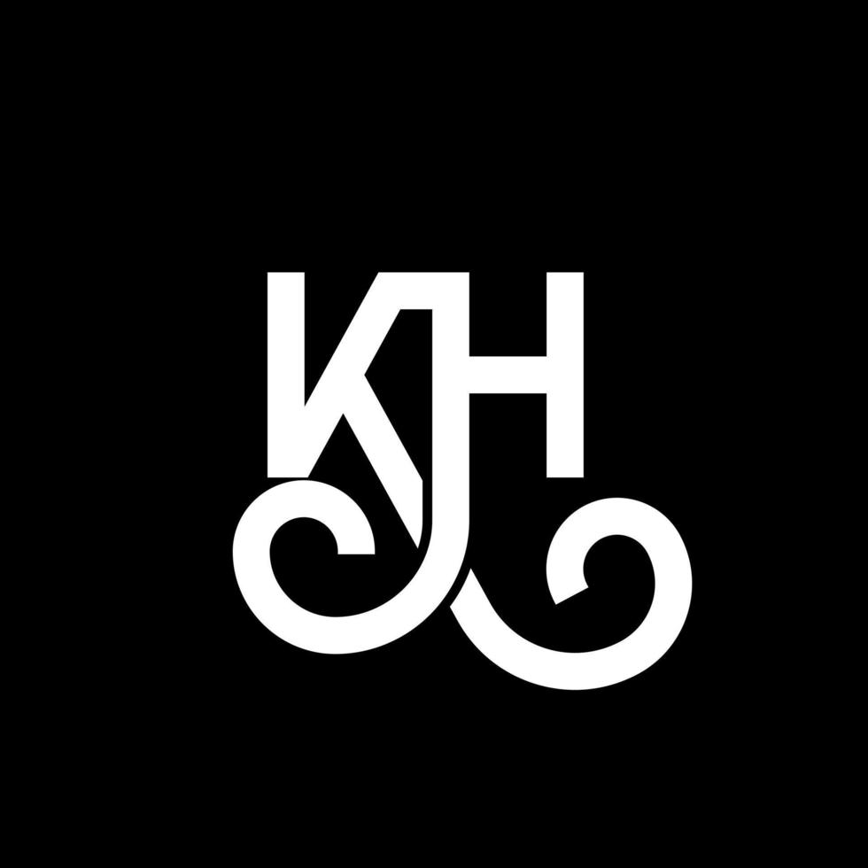 KH letter logo design on black background. KH creative initials letter logo concept. kh letter design. KH white letter design on black background. K H, k h logo vector