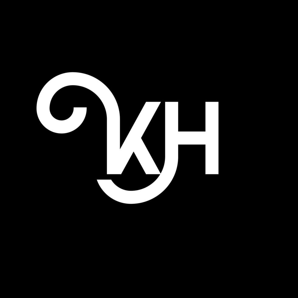 KH letter logo design on black background. KH creative initials letter logo concept. kh letter design. KH white letter design on black background. K H, k h logo vector