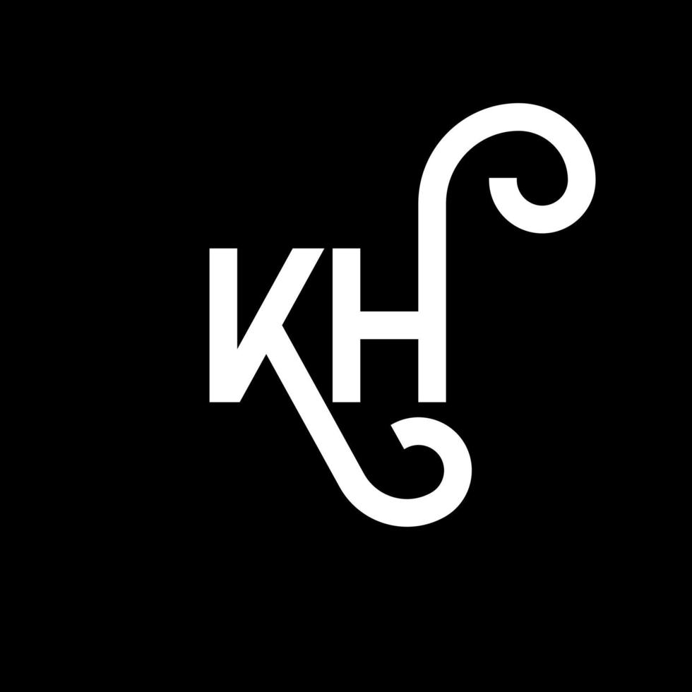 KH letter logo design on black background. KH creative initials letter logo concept. kh letter design. KH white letter design on black background. K H, k h logo vector