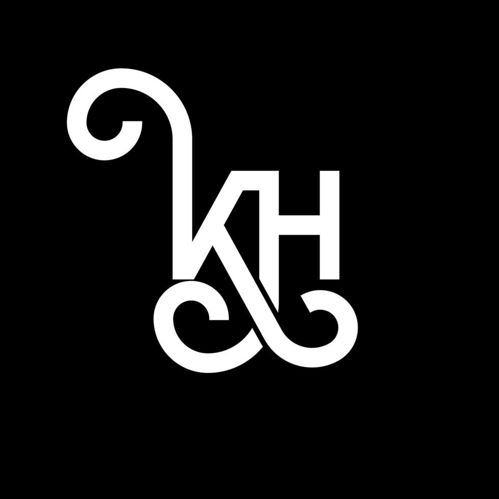 KH letter logo design on black background. KH creative initials letter logo concept. kh letter design. KH white letter design on black background. K H, k h logo vector