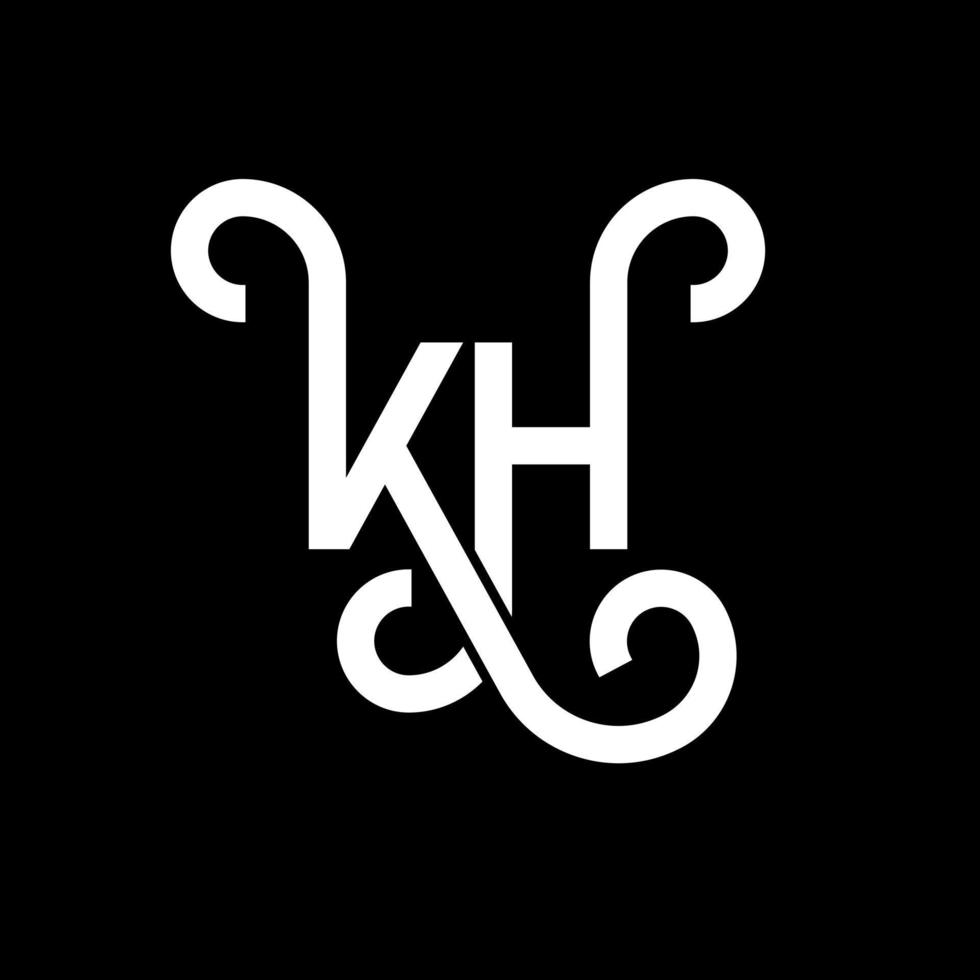 diseño del logotipo de la letra kh sobre fondo negro. concepto de logotipo de letra de iniciales creativas kh. diseño de letras kh. kh diseño de letras blancas sobre fondo negro. kh, logotipo de kh vector