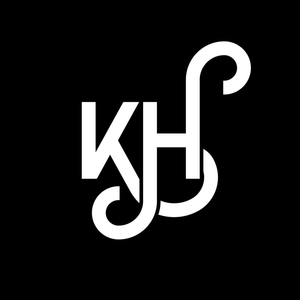 KH letter logo design on black background. KH creative initials letter logo concept. kh letter design. KH white letter design on black background. K H, k h logo vector