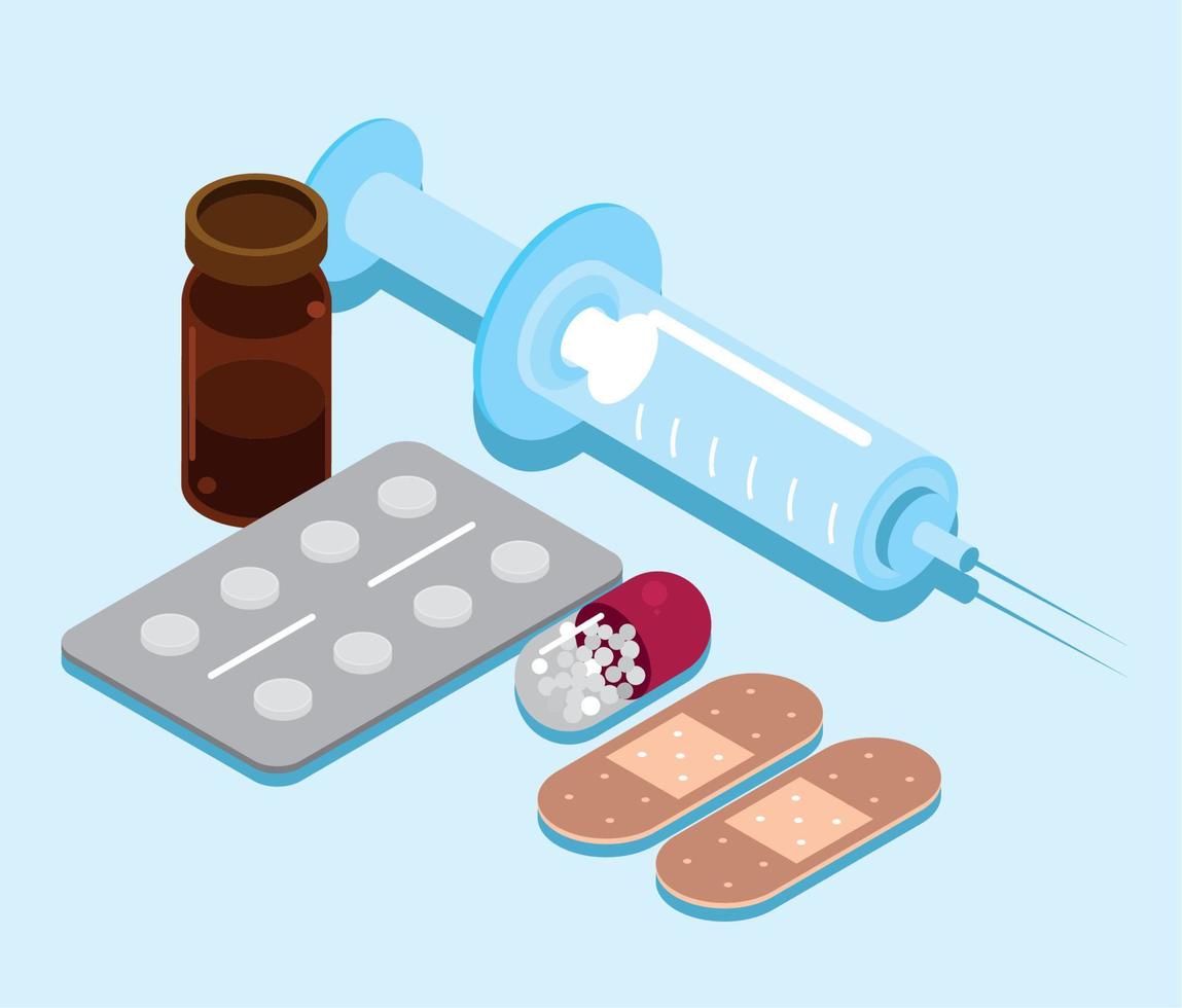 pharmacy syringe and medicine vector
