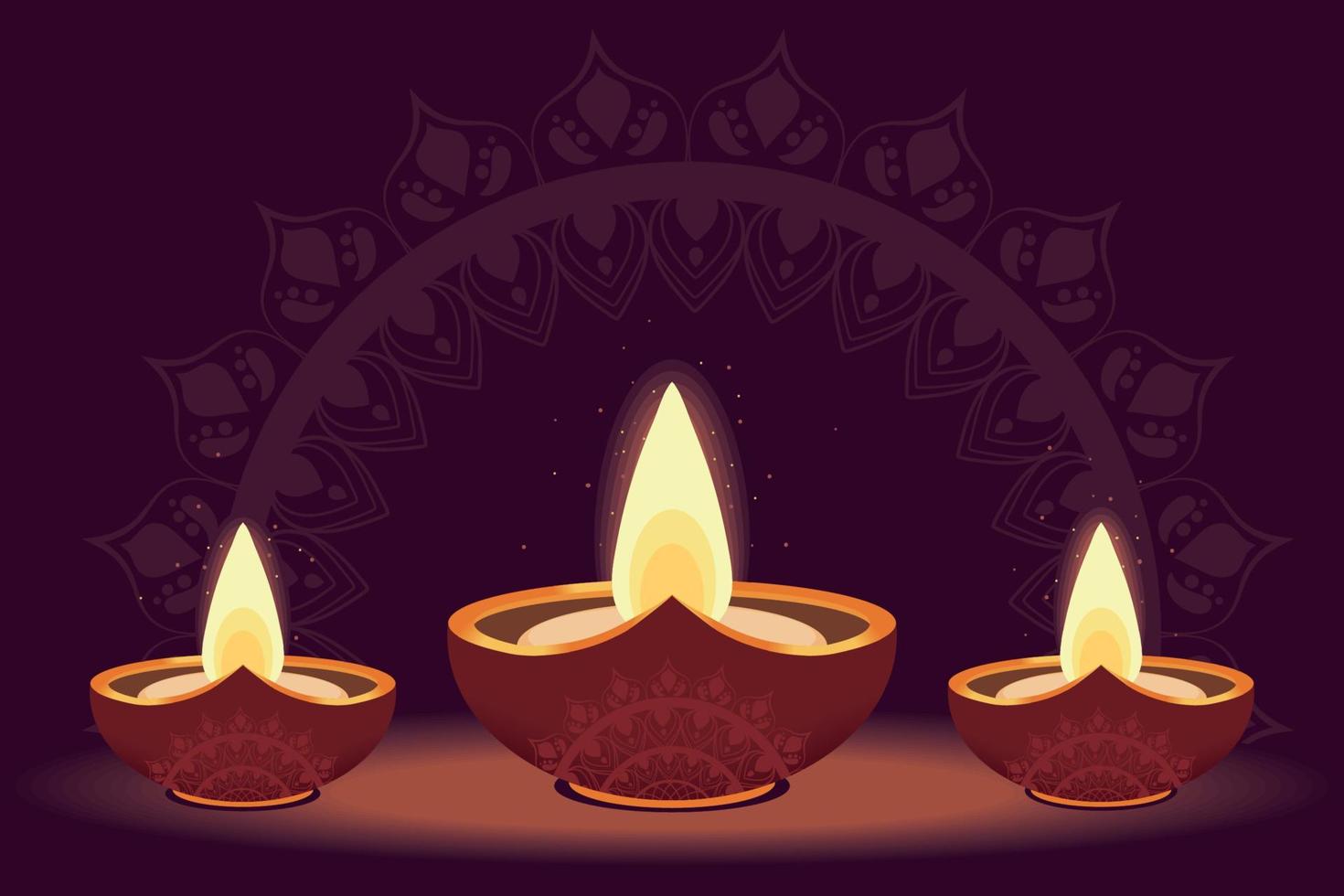 lighted candles and mandalas vector