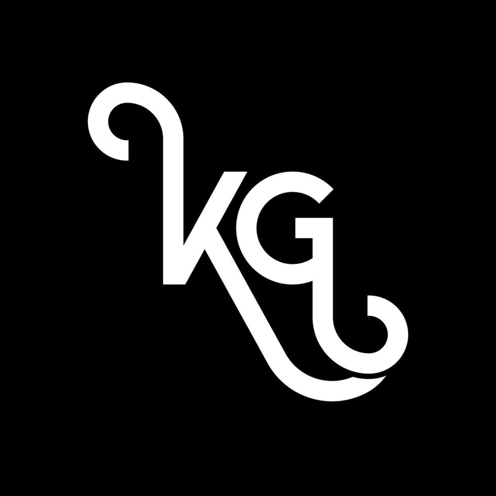 diseño de logotipo de letra kg sobre fondo negro. concepto de logotipo de letra de iniciales creativas kg. diseño de letra kg. kg diseño de letra blanca sobre fondo negro. kg, logotipo de kg vector