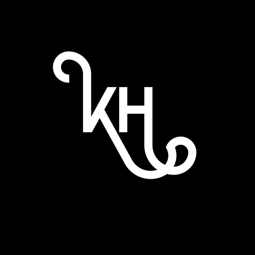 KH letter logo design on black background. KH creative initials letter logo concept. kh letter design. KH white letter design on black background. K H, k h logo vector
