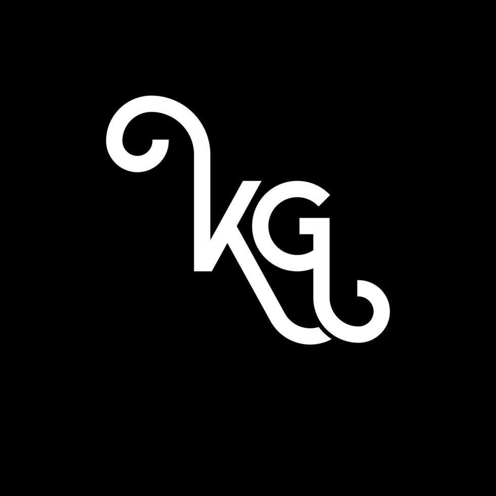 diseño de logotipo de letra kg sobre fondo negro. concepto de logotipo de letra de iniciales creativas kg. diseño de letra kg. kg diseño de letra blanca sobre fondo negro. kg, logotipo de kg vector