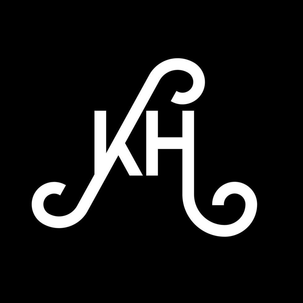 KH letter logo design on black background. KH creative initials letter logo concept. kh letter design. KH white letter design on black background. K H, k h logo vector