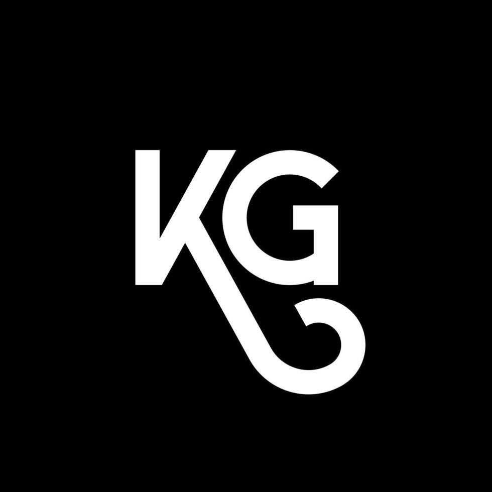 diseño de logotipo de letra kg sobre fondo negro. concepto de logotipo de letra de iniciales creativas kg. diseño de letra kg. kg diseño de letra blanca sobre fondo negro. kg, logotipo de kg vector