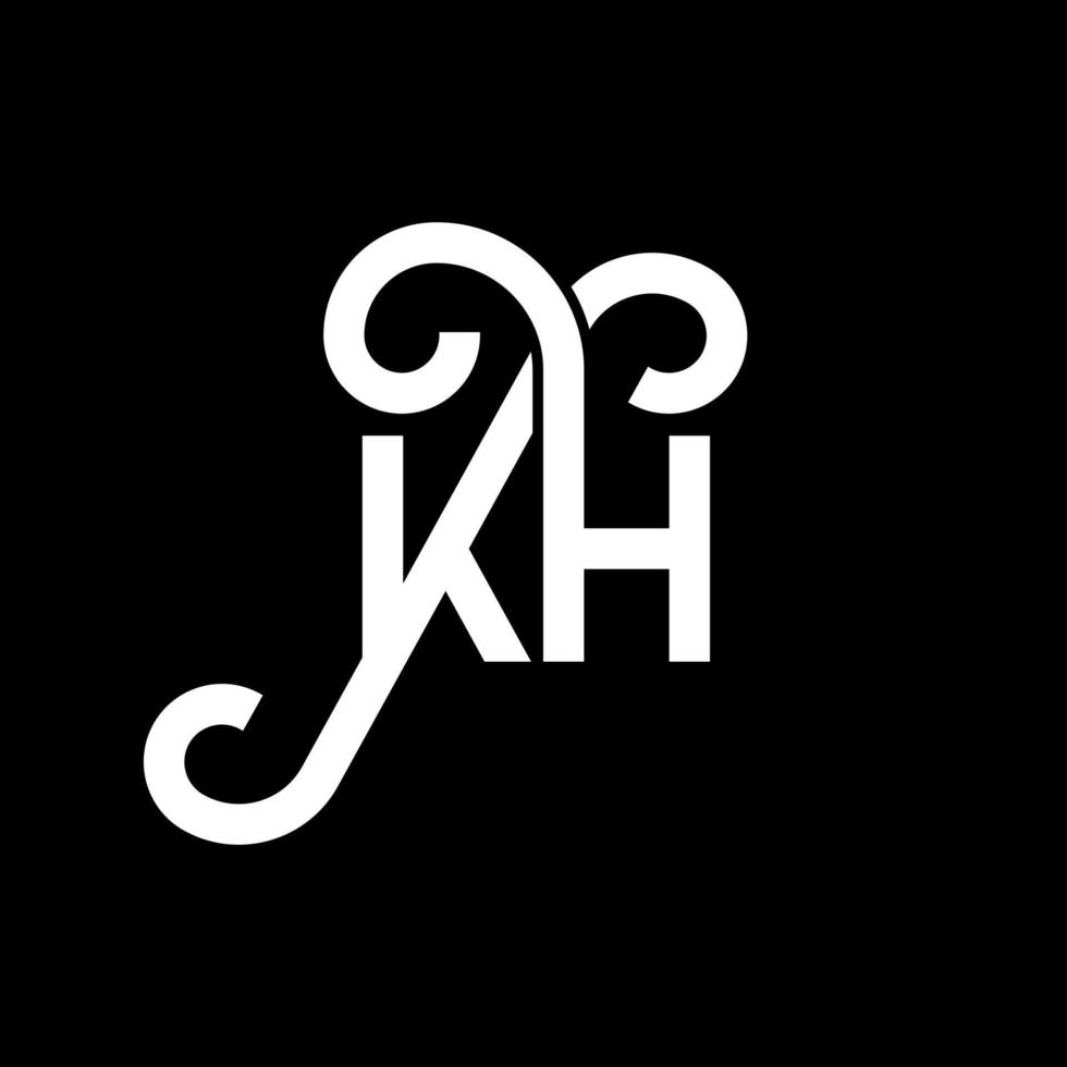 KH letter logo design on black background. KH creative initials letter logo concept. kh letter design. KH white letter design on black background. K H, k h logo vector