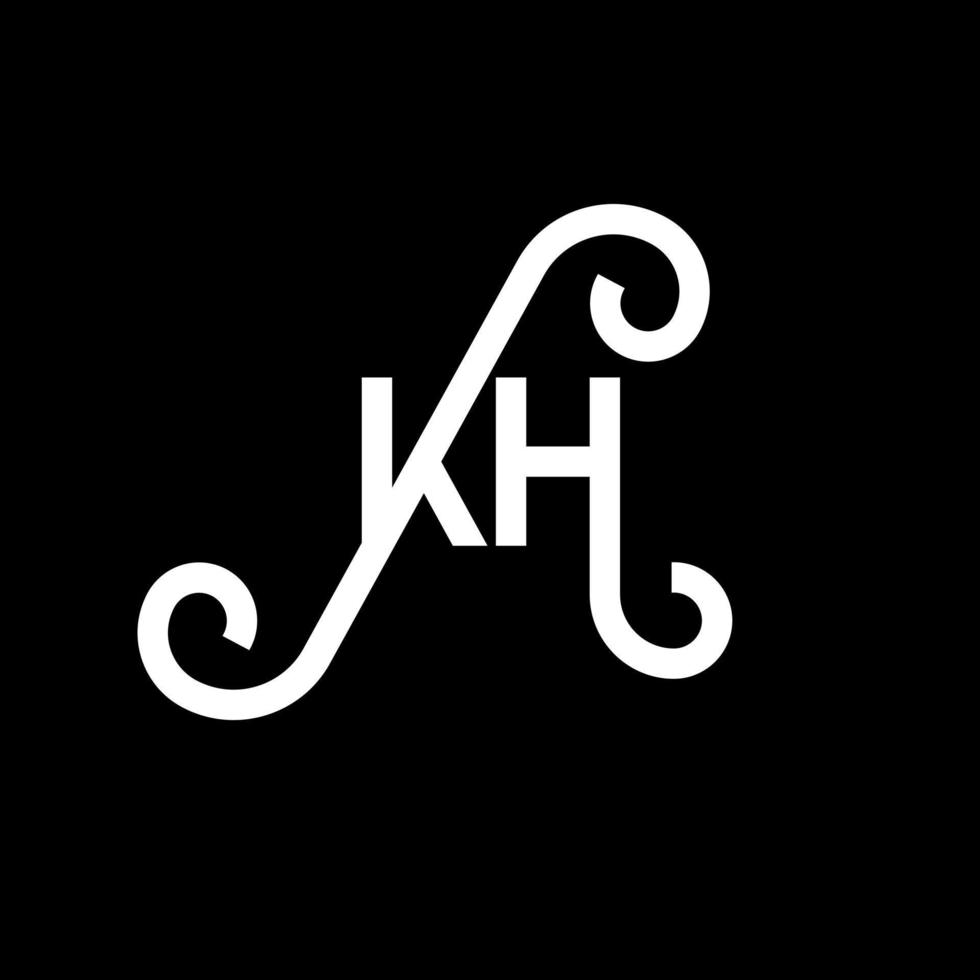 KH letter logo design on black background. KH creative initials letter logo concept. kh letter design. KH white letter design on black background. K H, k h logo vector
