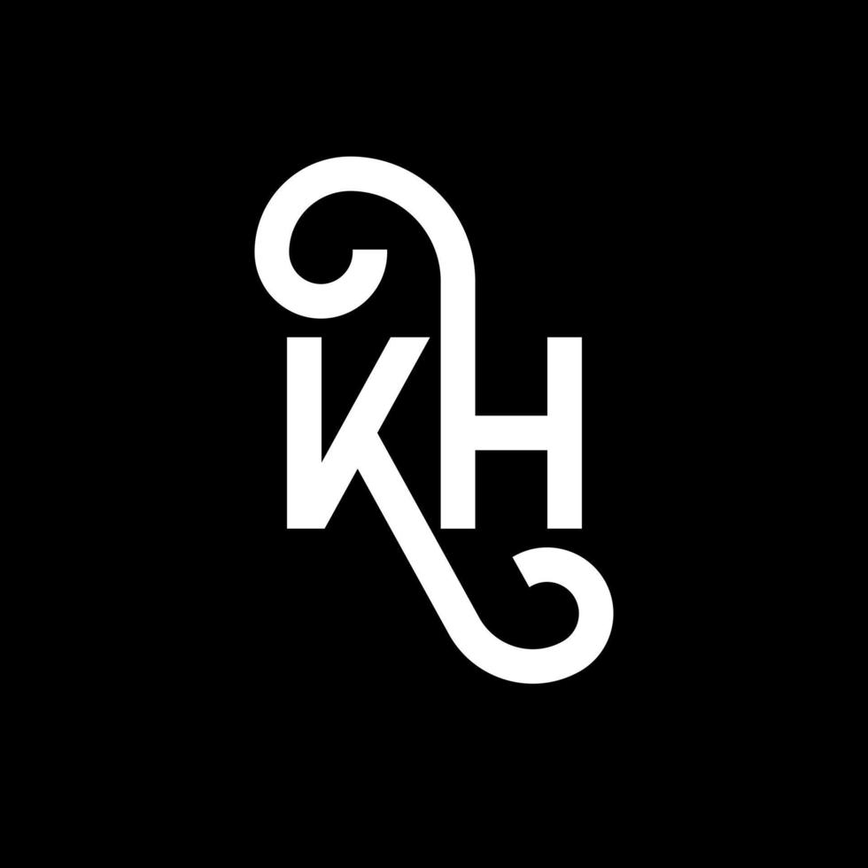 diseño del logotipo de la letra kh sobre fondo negro. concepto de logotipo de letra de iniciales creativas kh. diseño de letras kh. kh diseño de letras blancas sobre fondo negro. kh, logotipo de kh vector