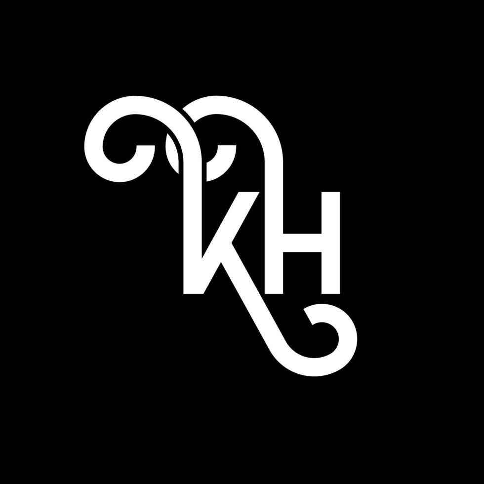 diseño del logotipo de la letra kh sobre fondo negro. concepto de logotipo de letra de iniciales creativas kh. diseño de letras kh. kh diseño de letras blancas sobre fondo negro. kh, logotipo de kh vector