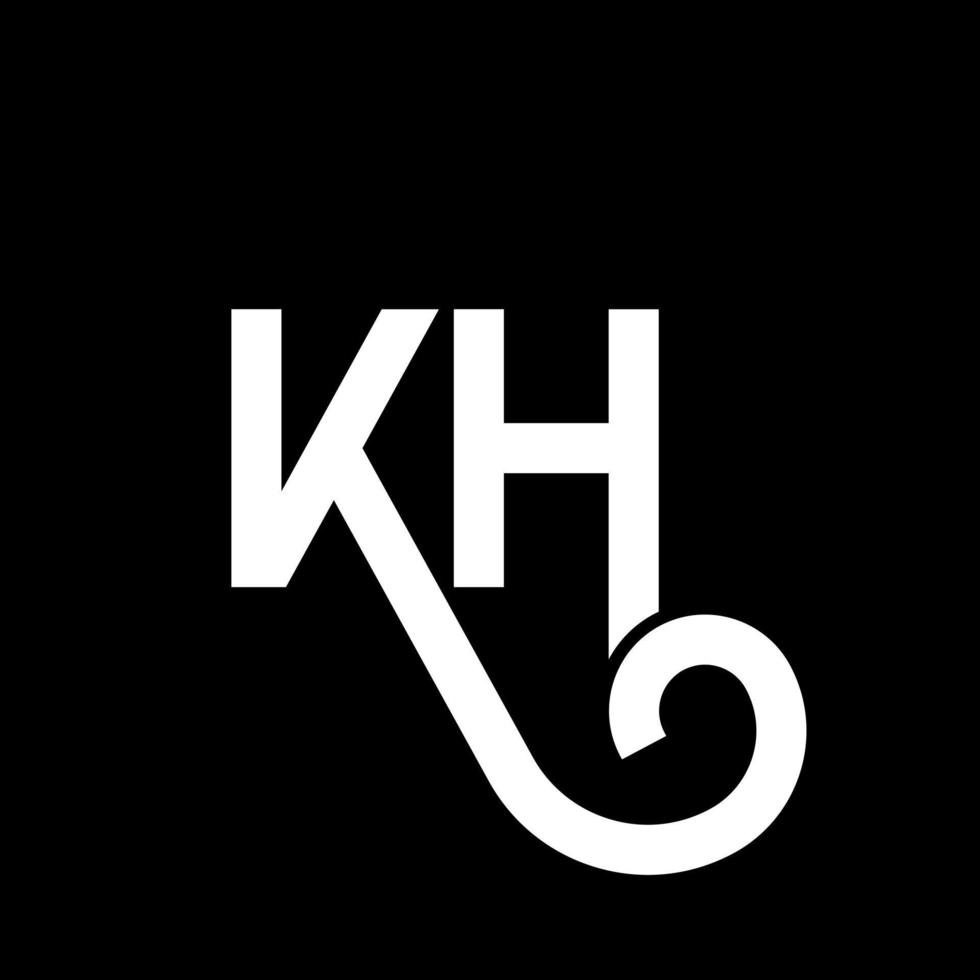 KH letter logo design on black background. KH creative initials letter logo concept. kh letter design. KH white letter design on black background. K H, k h logo vector