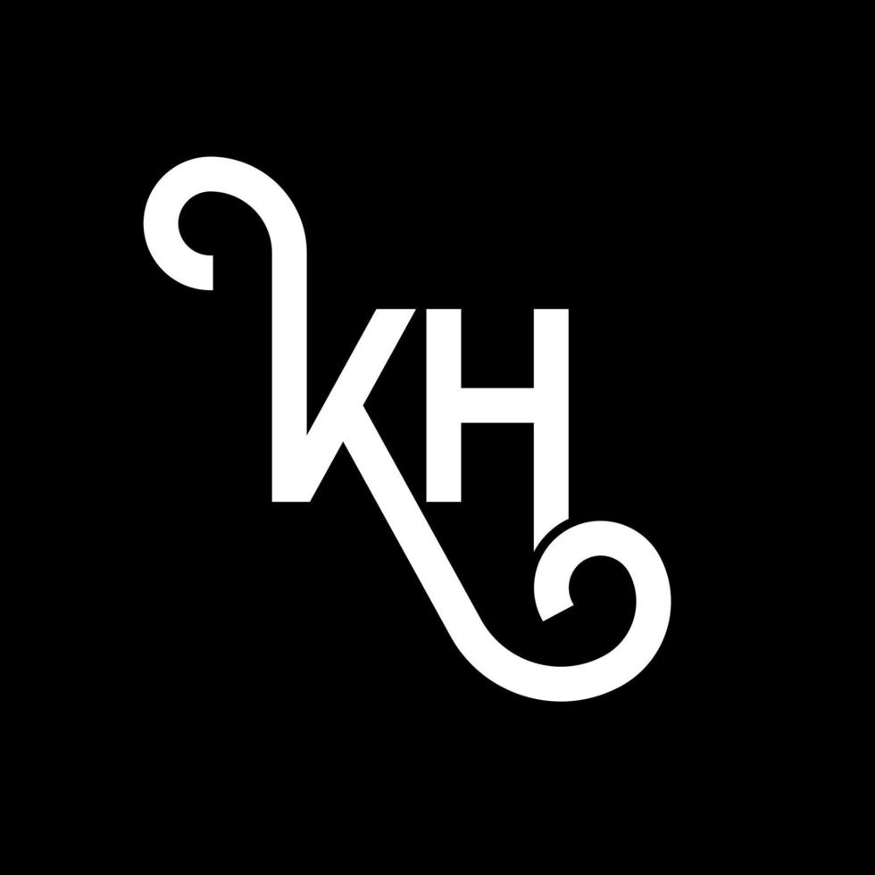 KH letter logo design on black background. KH creative initials letter logo concept. kh letter design. KH white letter design on black background. K H, k h logo vector