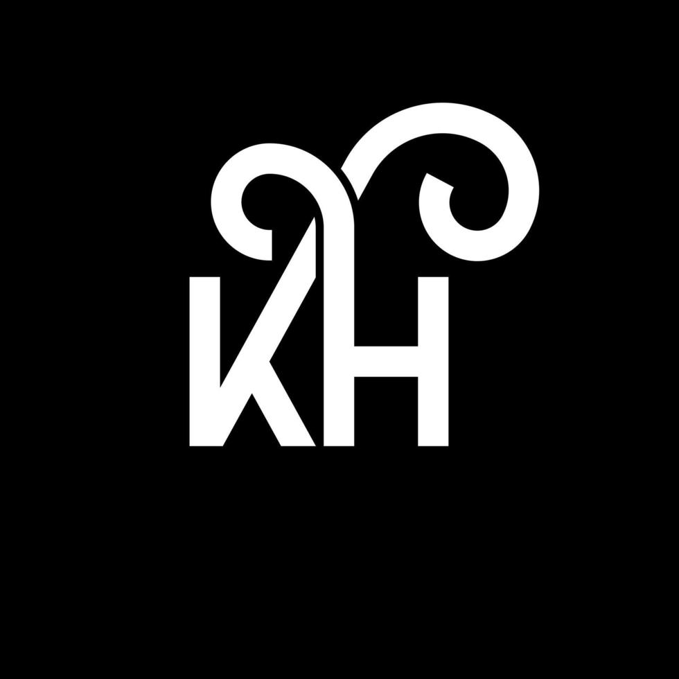 KH letter logo design on black background. KH creative initials letter logo concept. kh letter design. KH white letter design on black background. K H, k h logo vector