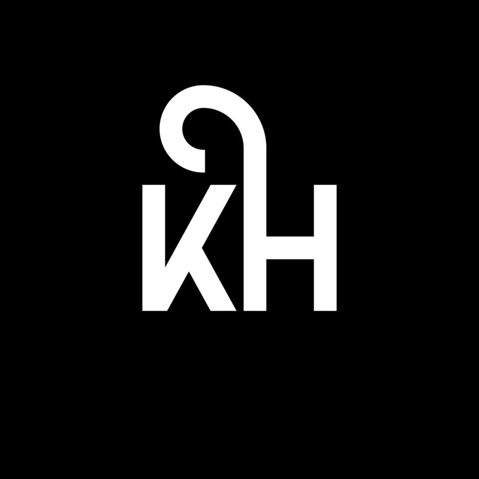 diseño del logotipo de la letra kh sobre fondo negro. concepto de logotipo de letra de iniciales creativas kh. diseño de letras kh. kh diseño de letras blancas sobre fondo negro. kh, logotipo de kh vector