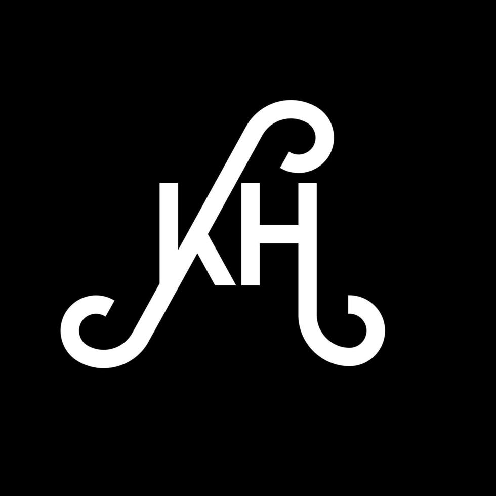 diseño del logotipo de la letra kh sobre fondo negro. concepto de logotipo de letra de iniciales creativas kh. diseño de letras kh. kh diseño de letras blancas sobre fondo negro. kh, logotipo de kh vector