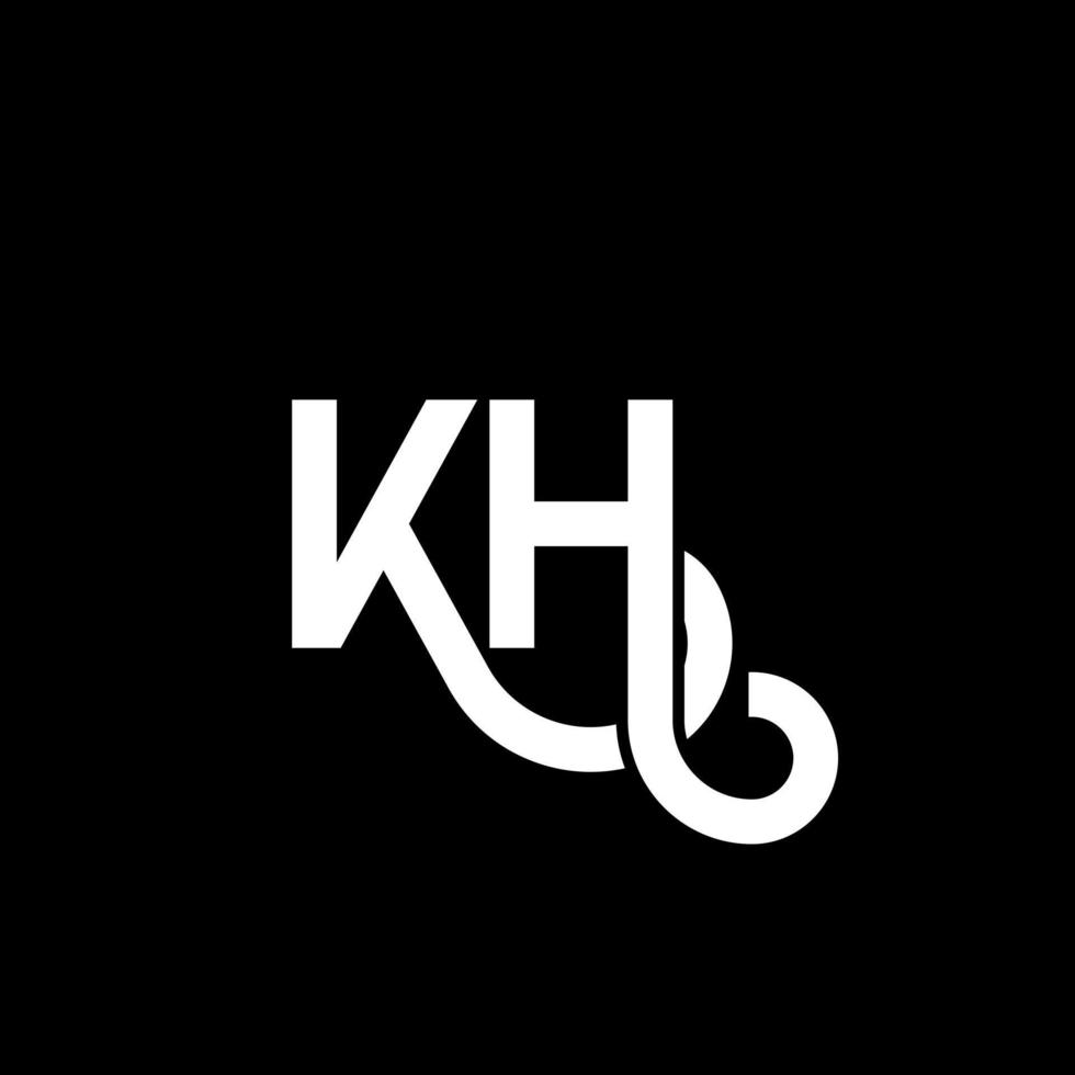 KH letter logo design on black background. KH creative initials letter logo concept. kh letter design. KH white letter design on black background. K H, k h logo vector