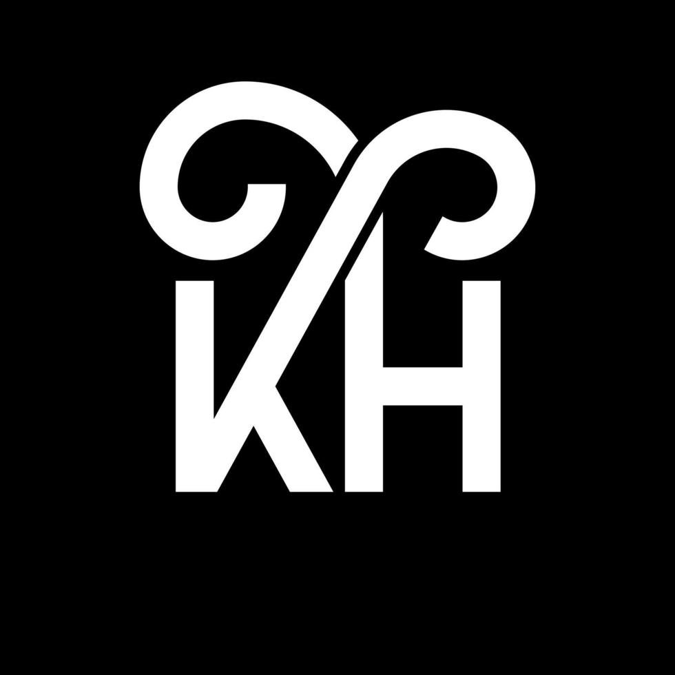 diseño del logotipo de la letra kh sobre fondo negro. concepto de logotipo de letra de iniciales creativas kh. diseño de letras kh. kh diseño de letras blancas sobre fondo negro. kh, logotipo de kh vector