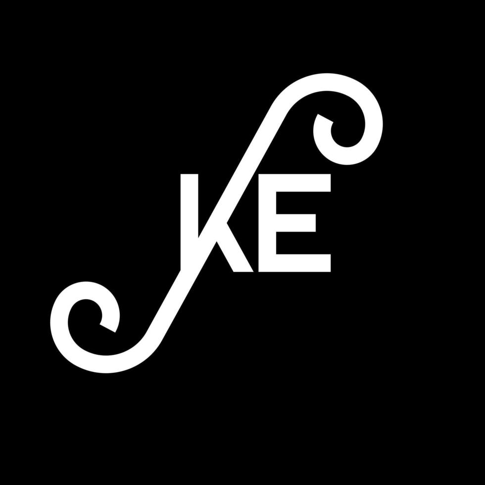 KE letter logo design on black background. KE creative initials letter logo concept. ke letter design. KE white letter design on black background. K E, k e logo vector