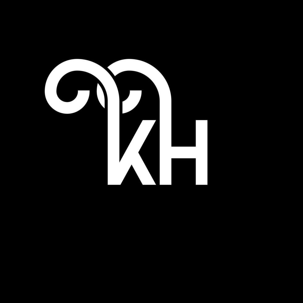 diseño del logotipo de la letra kh sobre fondo negro. concepto de logotipo de letra de iniciales creativas kh. diseño de letras kh. kh diseño de letras blancas sobre fondo negro. kh, logotipo de kh vector