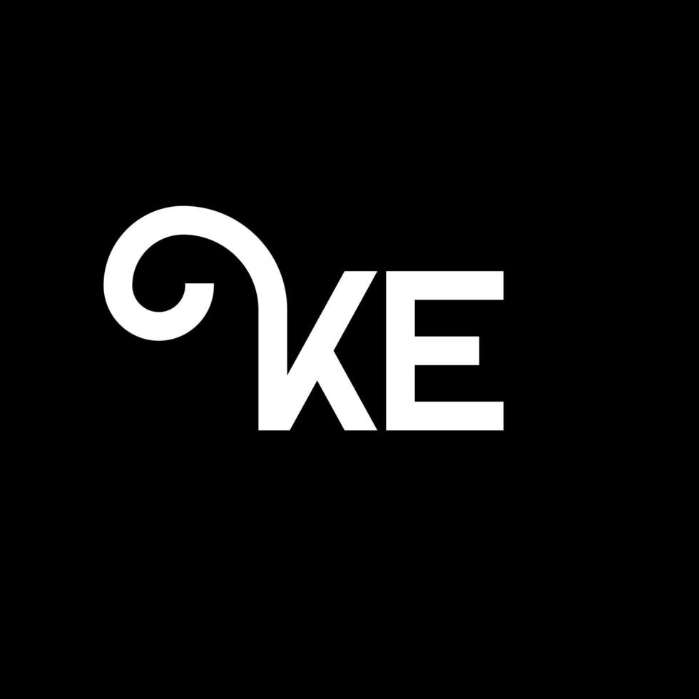 KE letter logo design on black background. KE creative initials letter logo concept. ke letter design. KE white letter design on black background. K E, k e logo vector