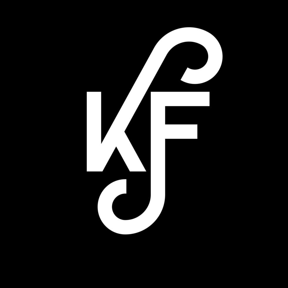 KF letter logo design on black background. KF creative initials letter logo concept. kf letter design. KF white letter design on black background. K F, k f logo vector