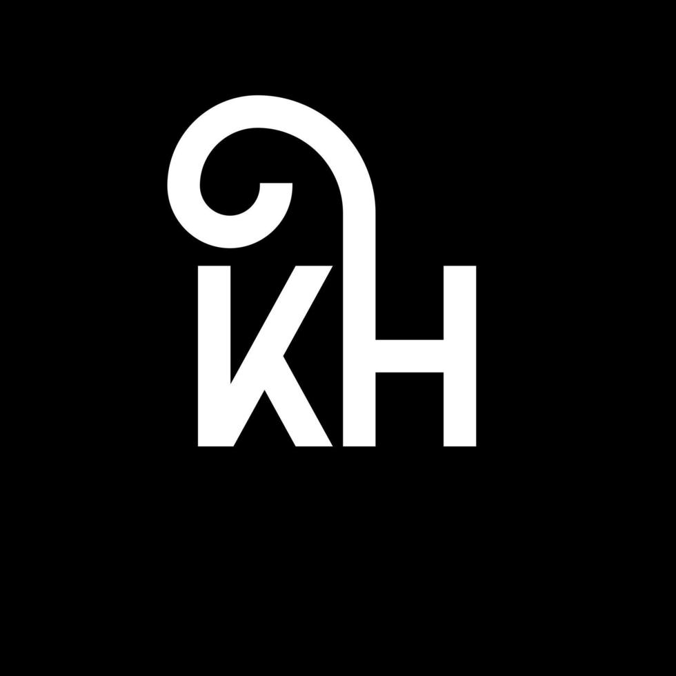 KH letter logo design on black background. KH creative initials letter logo concept. kh letter design. KH white letter design on black background. K H, k h logo vector