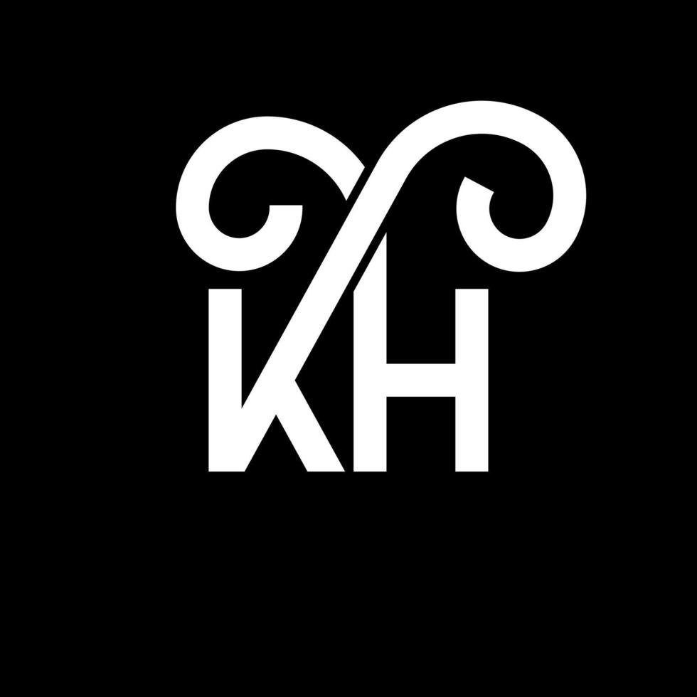 diseño del logotipo de la letra kh sobre fondo negro. concepto de logotipo de letra de iniciales creativas kh. diseño de letras kh. kh diseño de letras blancas sobre fondo negro. kh, logotipo de kh vector