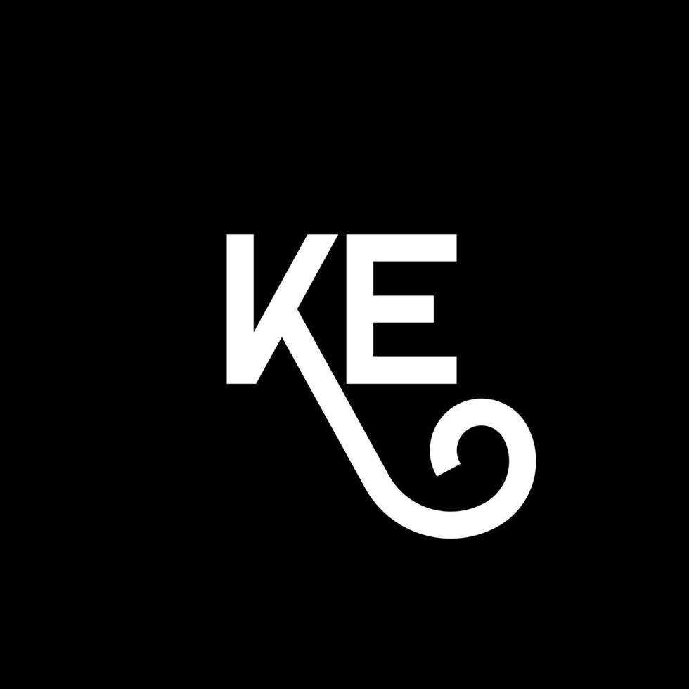 KE letter logo design on black background. KE creative initials letter logo concept. ke letter design. KE white letter design on black background. K E, k e logo vector