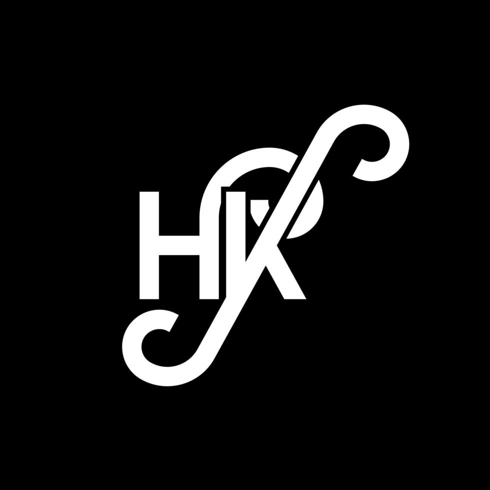 diseño de logotipo de letra hk sobre fondo negro. concepto de logotipo de letra de iniciales creativas hk. diseño de letra hh. hk diseño de letras blancas sobre fondo negro. logotipo de hk, hk vector