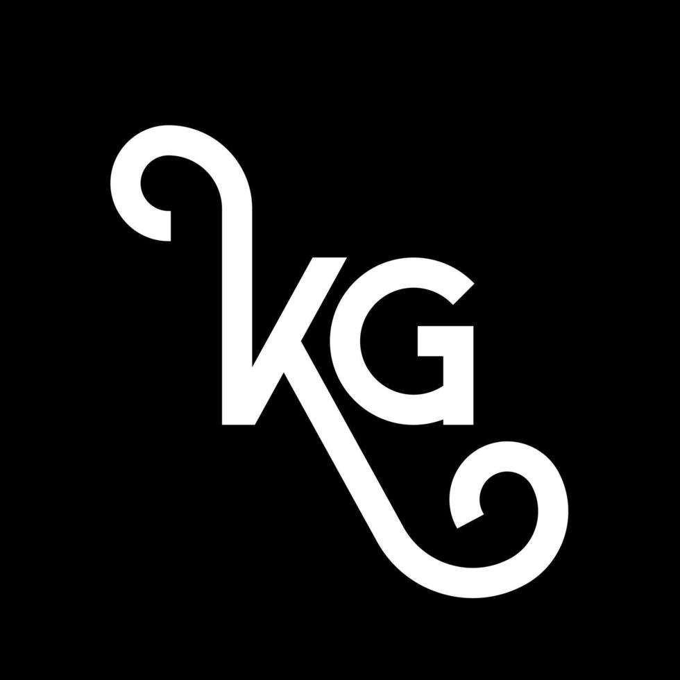 diseño de logotipo de letra kg sobre fondo negro. concepto de logotipo de letra de iniciales creativas kg. diseño de letra kg. kg diseño de letra blanca sobre fondo negro. kg, logotipo de kg vector