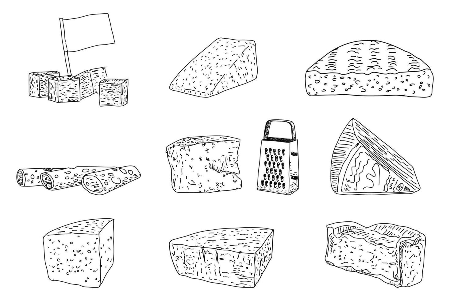 queso ilustraciones vectoriales dibujadas a mano. vector