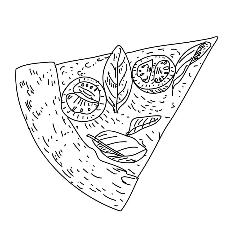 Pizza slice. vector illustration. Sketch style.
