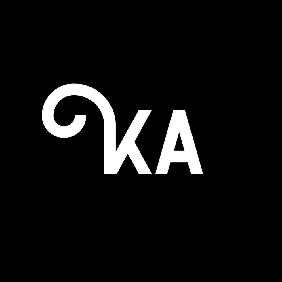 diseño de logotipo de letra ka sobre fondo negro. ka concepto creativo del logotipo de la letra de las iniciales. diseño de letras ka. ka diseño de letras blancas sobre fondo negro. logotipo de ka, ka vector