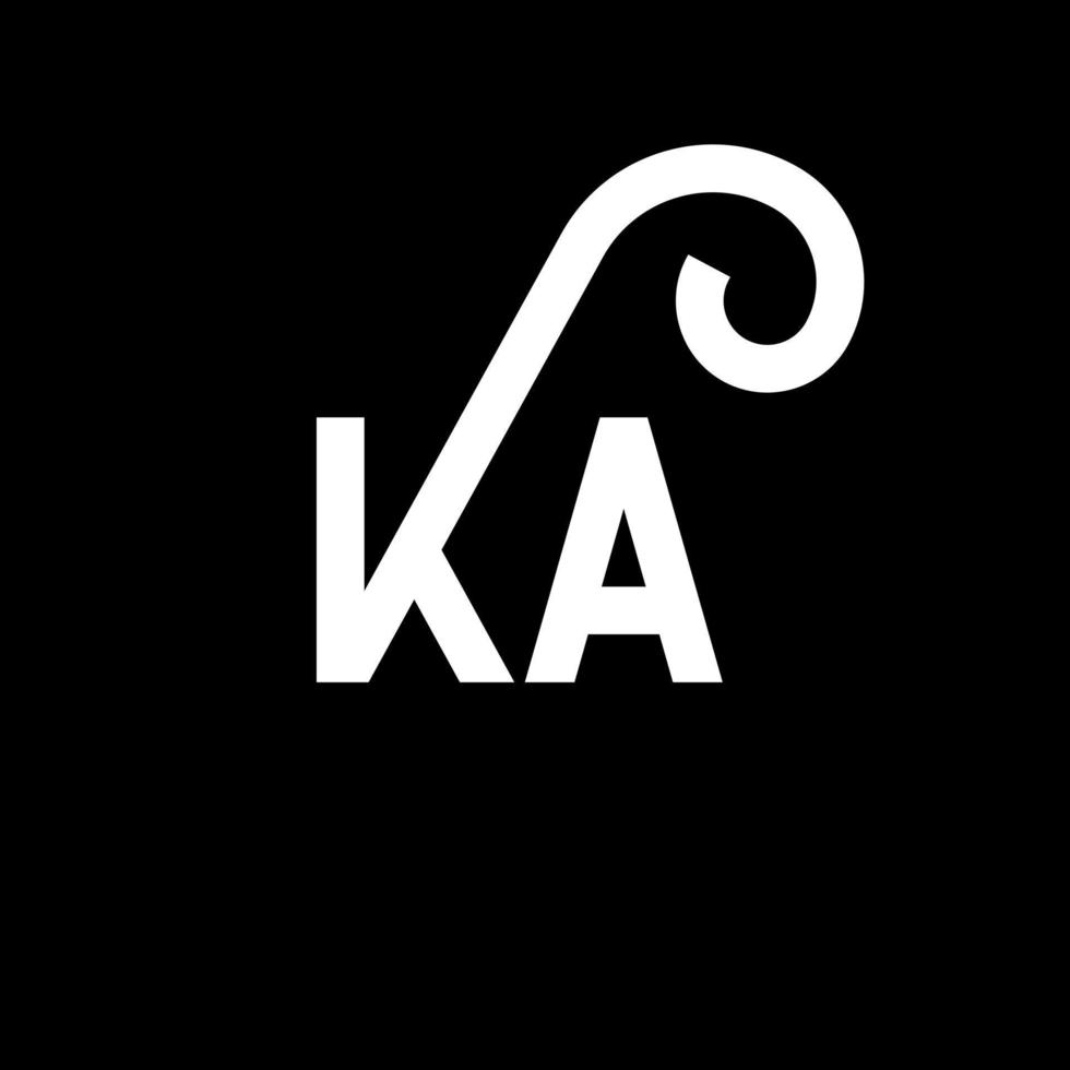 KA letter logo design on black background. KA creative initials letter logo concept. ka letter design. KA white letter design on black background. K A, k a logo vector