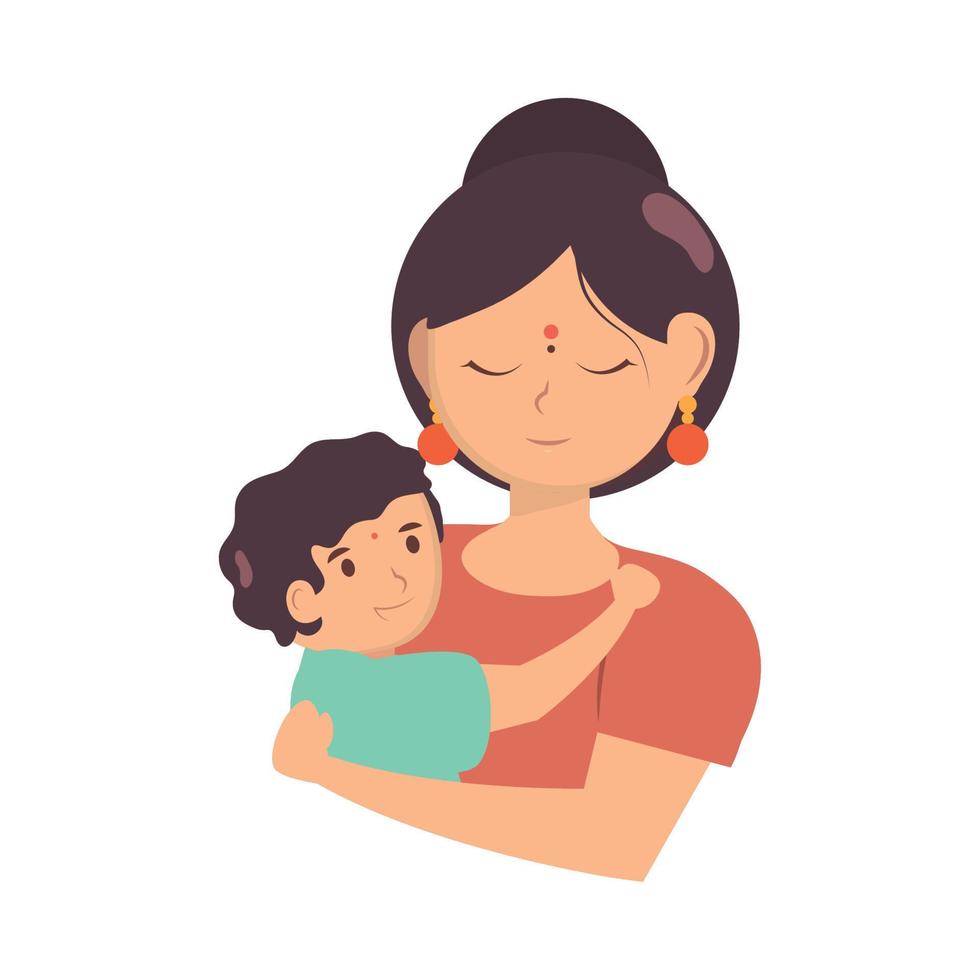 mother and son vector