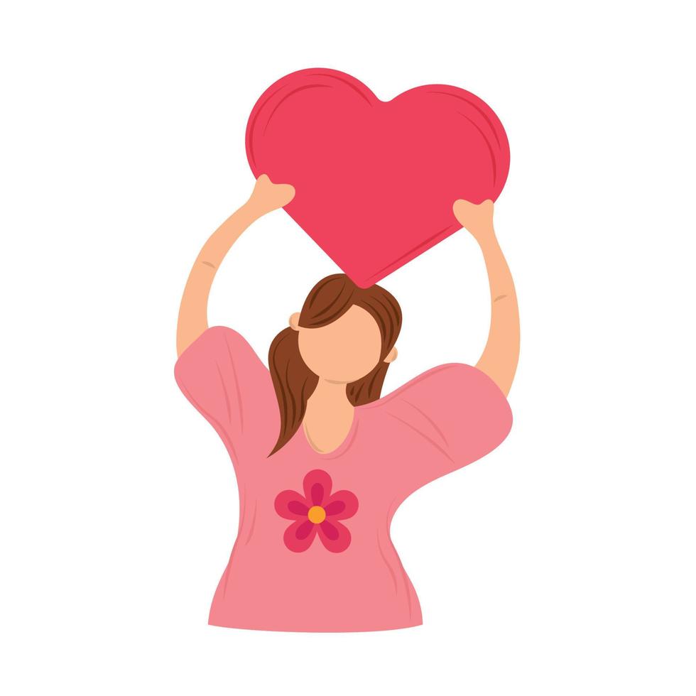 woman holding a heart vector