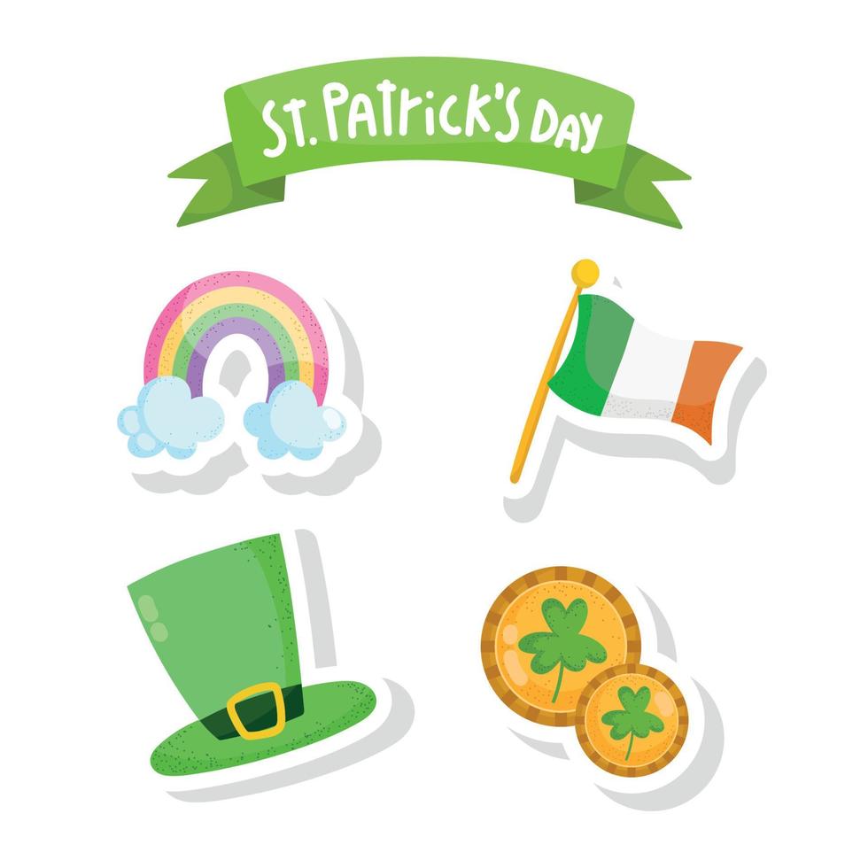 st patricks day icons collection vector