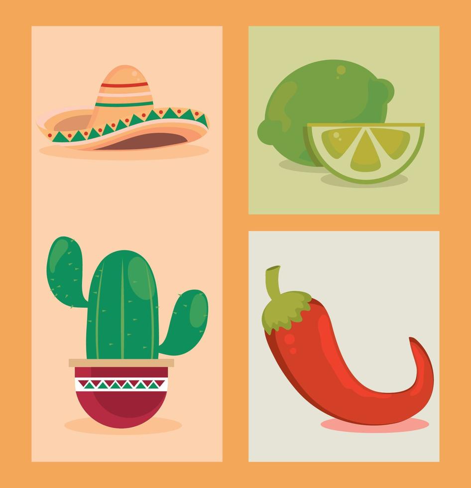 colección de iconos mexicanos vector