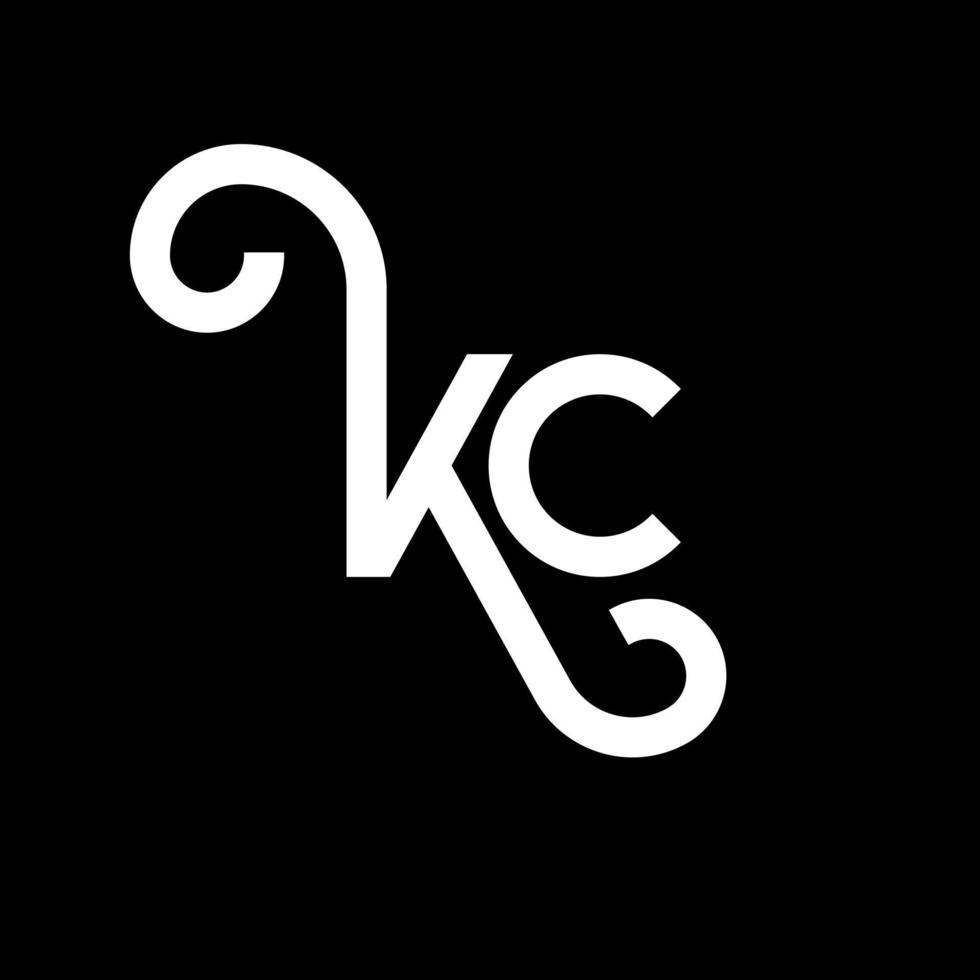 diseño de logotipo de letra kc sobre fondo negro. concepto de logotipo de letra de iniciales creativas kc. diseño de letras kc. kc diseño de letras blancas sobre fondo negro. kc, logotipo de kc vector