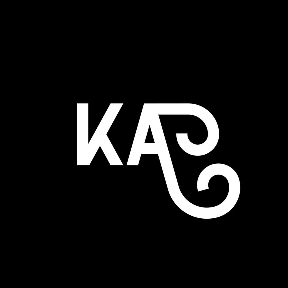 diseño de logotipo de letra ka sobre fondo negro. ka concepto creativo del logotipo de la letra de las iniciales. diseño de letras ka. ka diseño de letras blancas sobre fondo negro. logotipo de ka, ka vector