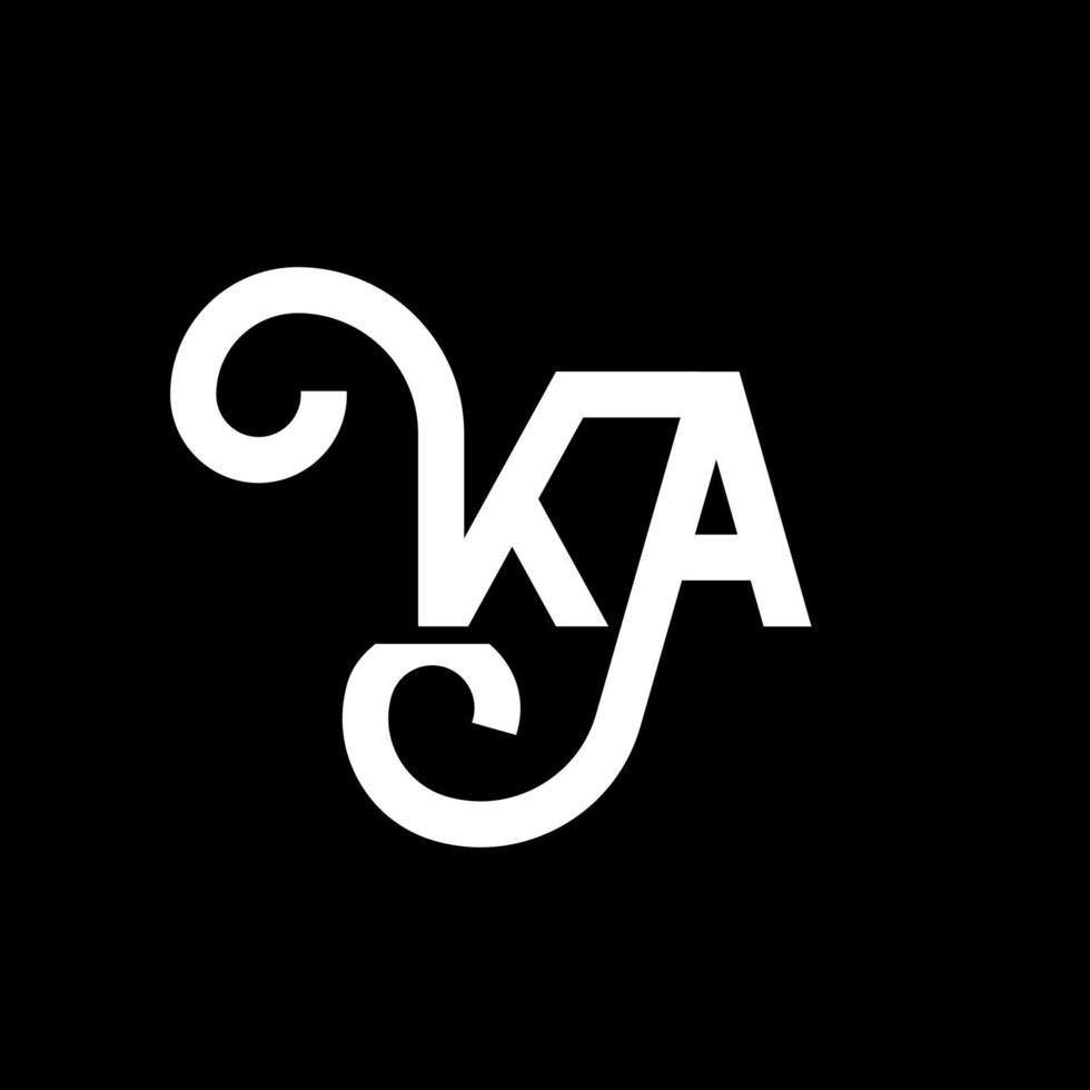KA letter logo design on black background. KA creative initials letter logo concept. ka letter design. KA white letter design on black background. K A, k a logo vector