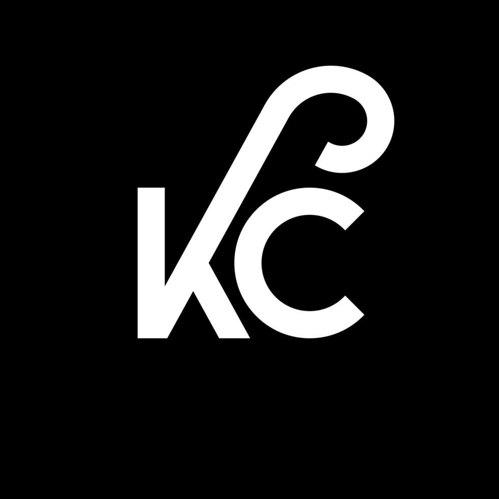 KC letter logo design on black background. KC creative initials letter logo concept. kc letter design. KC white letter design on black background. K C, k c logo vector